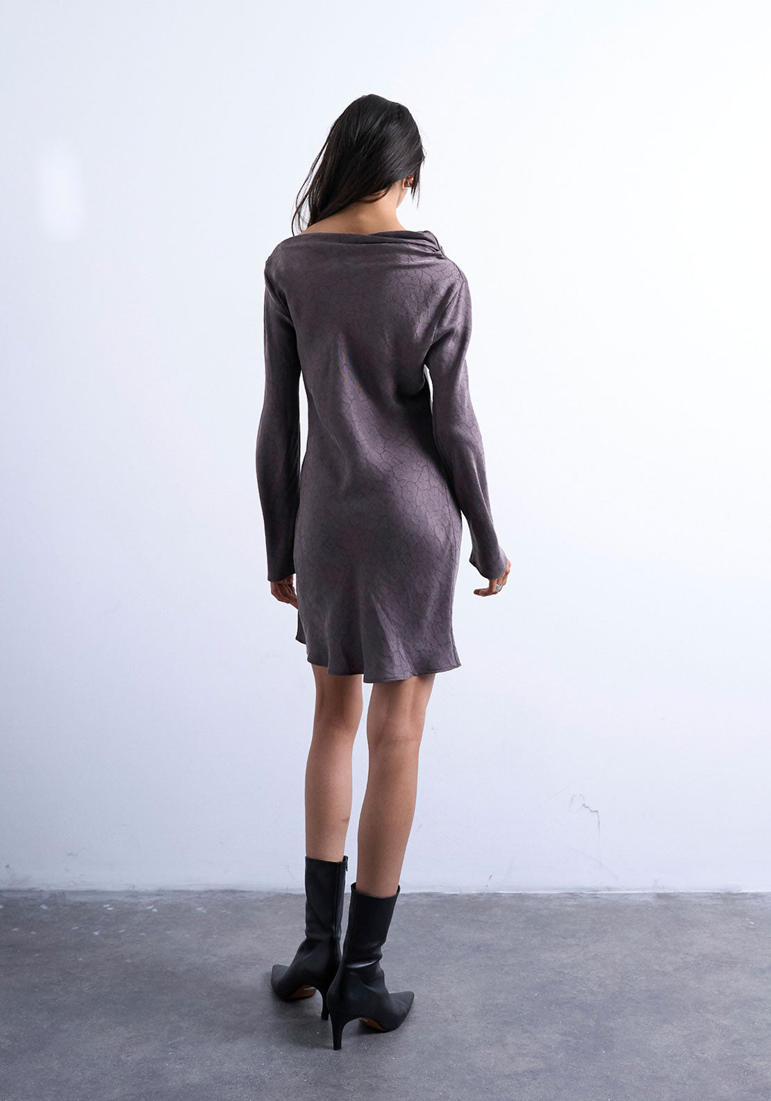 Sina Long Sleeve Mini Dress - Chocolate Brown