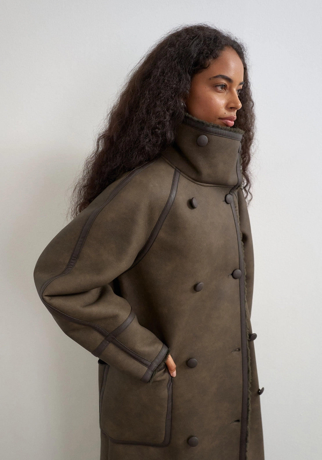 Sia Coated Coat - Chocolate Brown