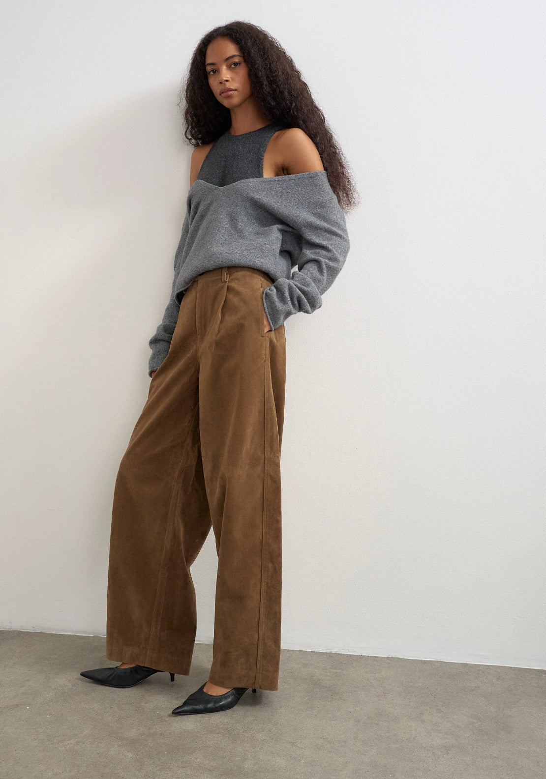 Simina Barrel Trousers - Chocolate Brown