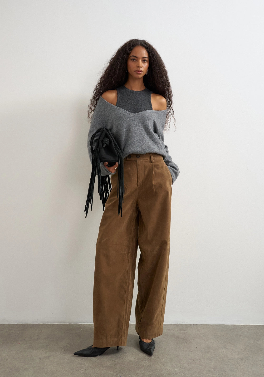 Simina Barrel Trousers - Chocolate Brown