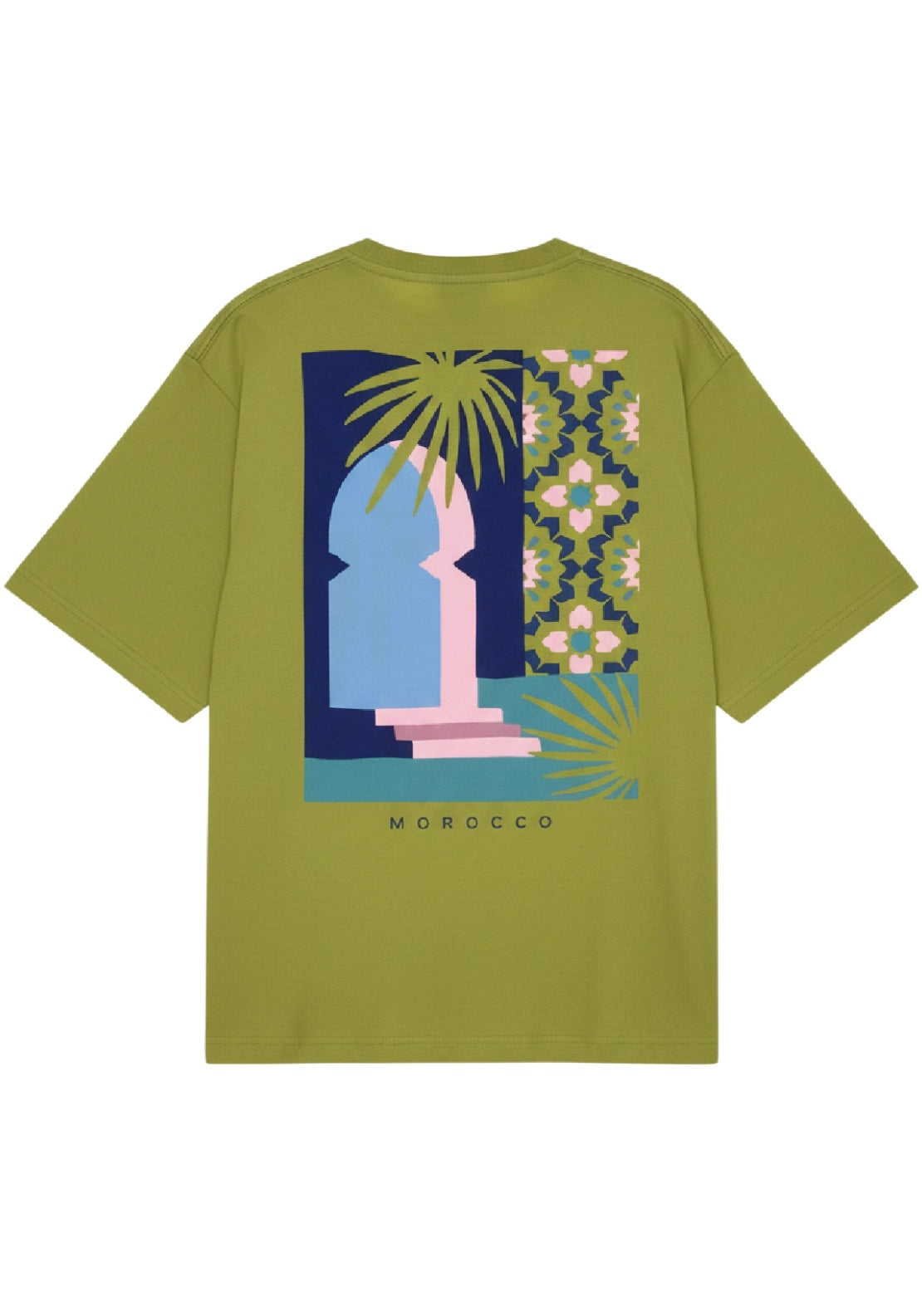 Premium Boxy Printed Short Sleeve Top - Citronelle/morocco Door