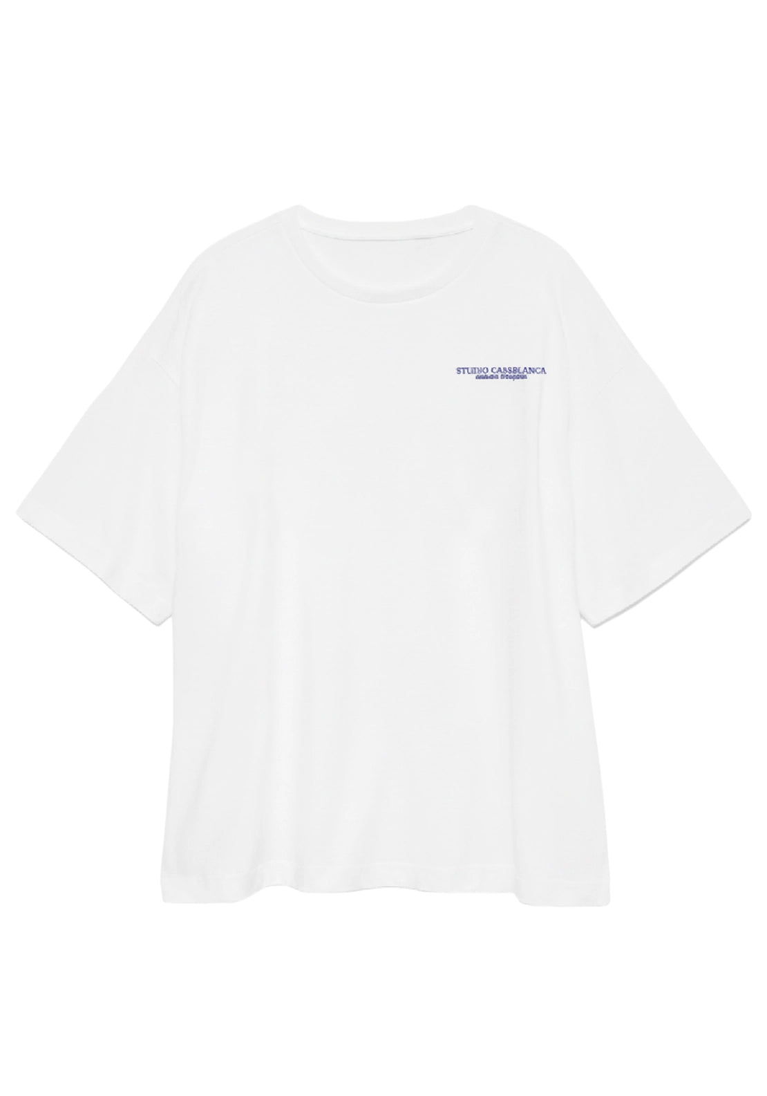 Premium Boxy Printed Short Sleeve Top - Bright White/studio Vase