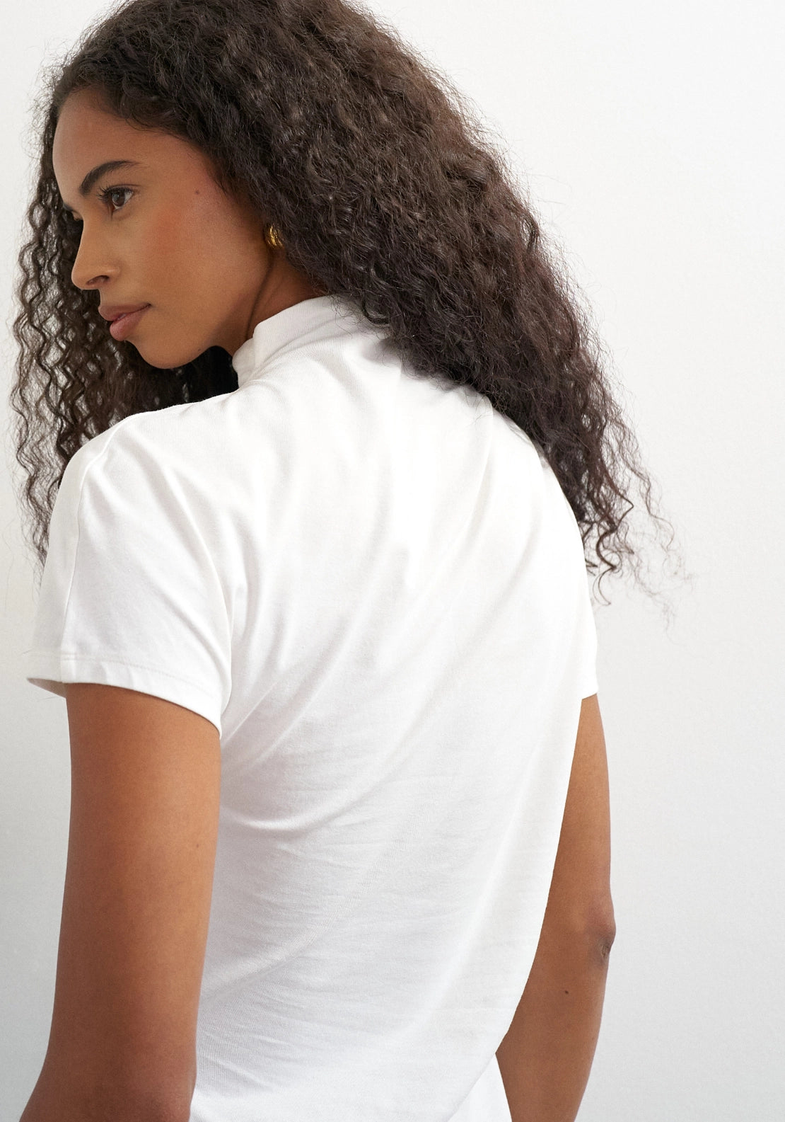 Cam Asymmetric High Neck Top - Cream