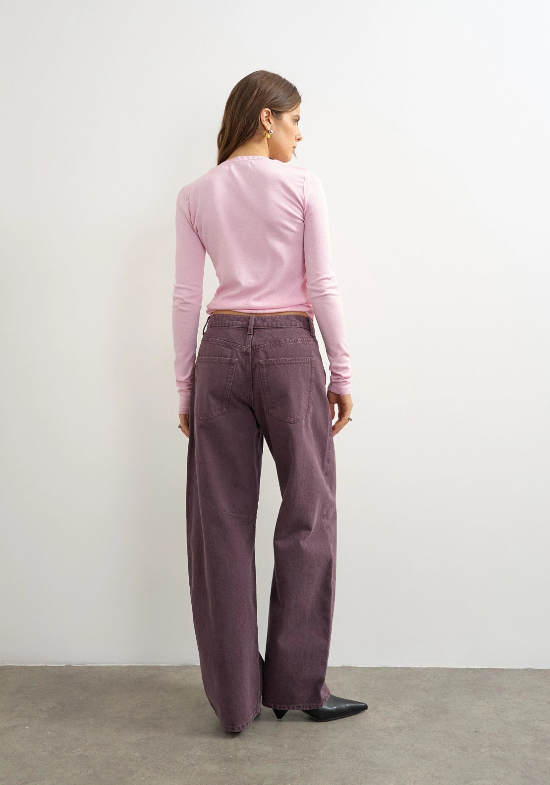 Betu Mid Rise Barrel Jeans - Dark Purple Denim
