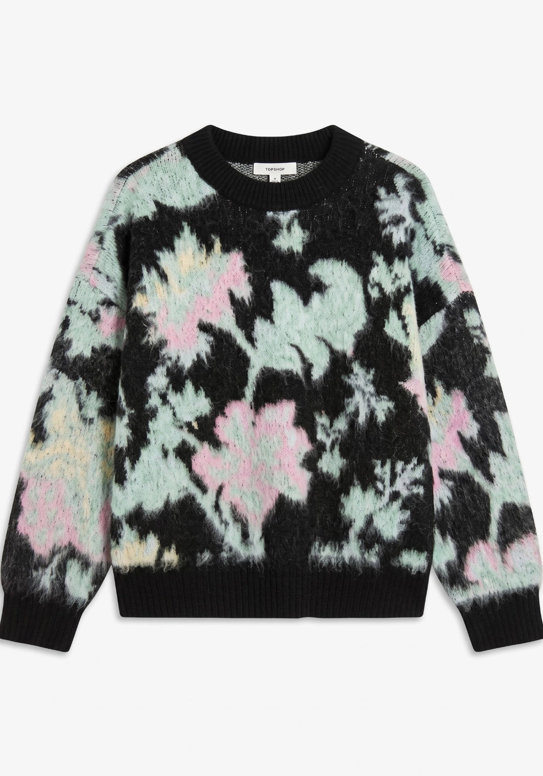 Deni Blurred Flower Jumper - Jet Black