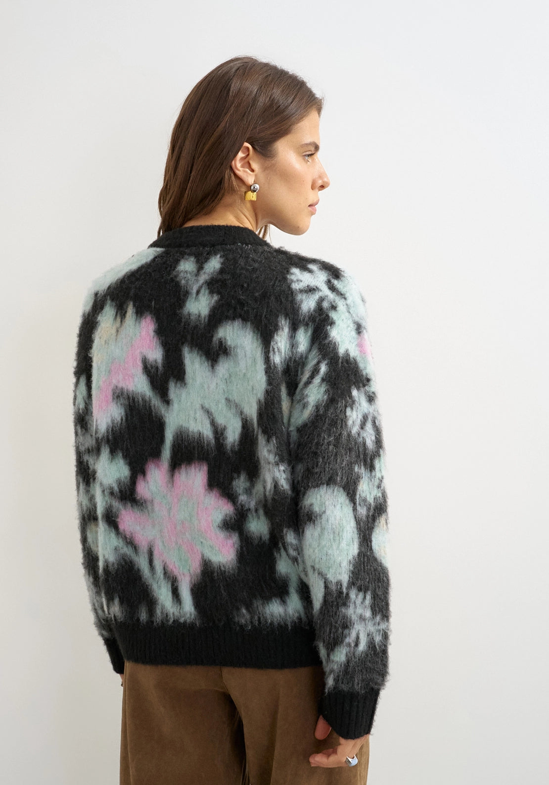 Deni Blurred Flower Jumper - Jet Black