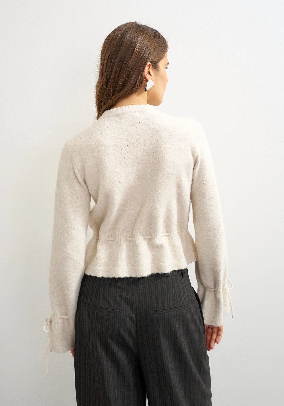 Dosy Tie Waist Peplum Cardigan - White
