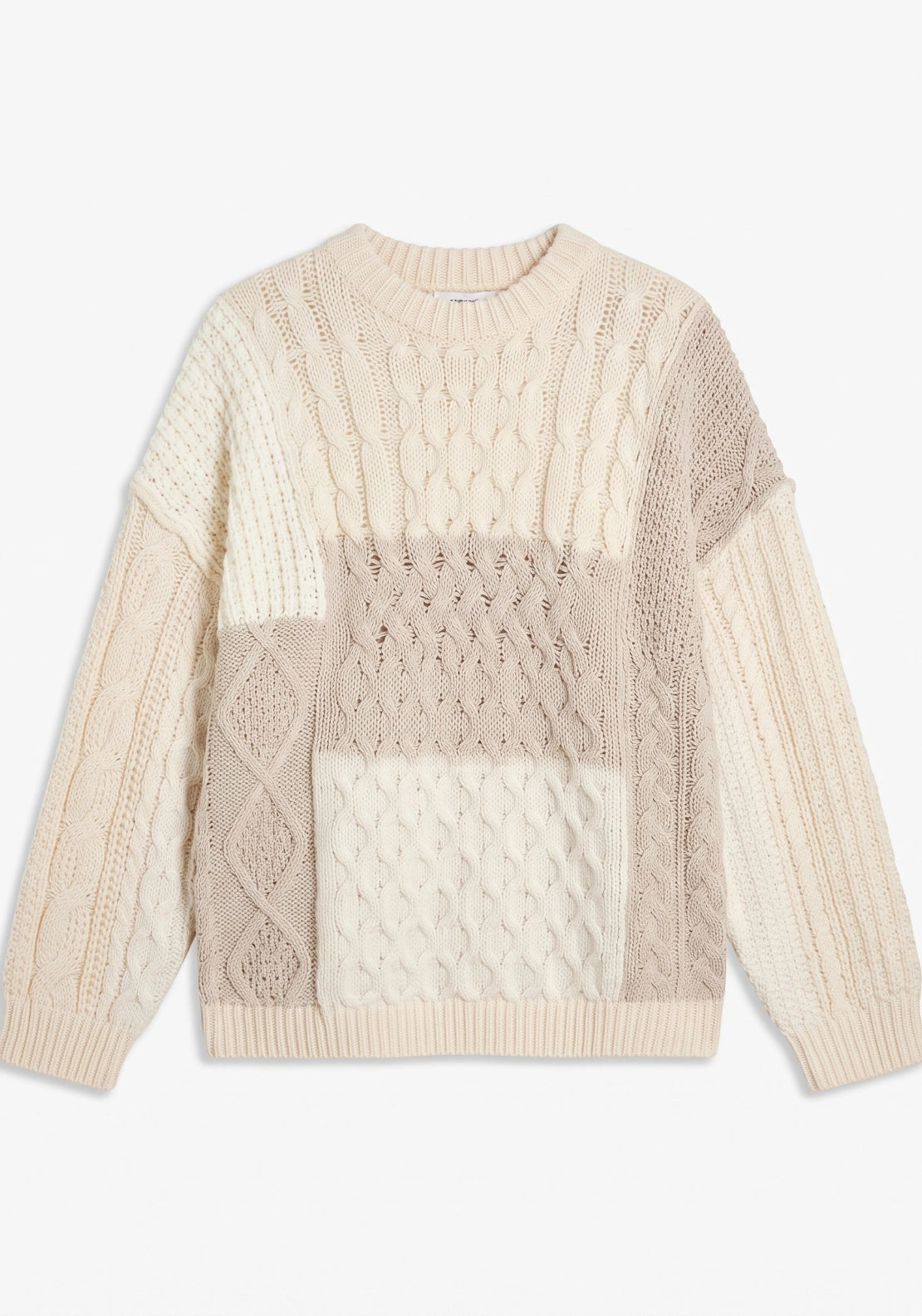 Doth Patchwork Cable Jumper - White