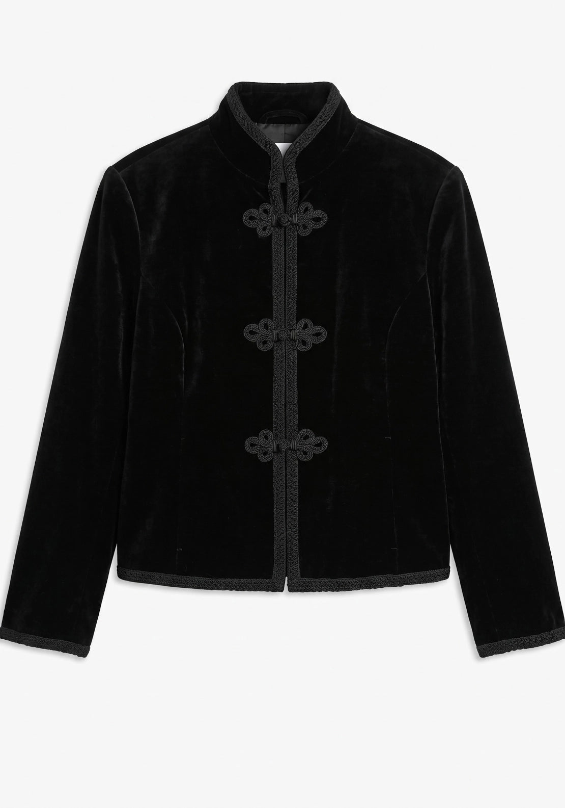Ange Velvet Knot Detail Jacket - Jet Black