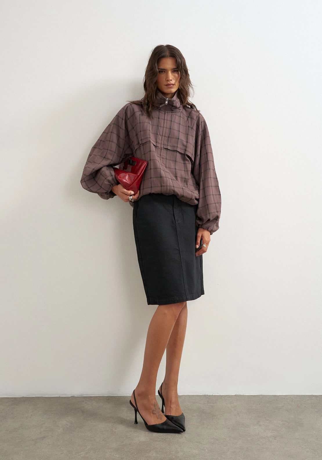 Bria Funnelneck Bomber Jacket - Clove