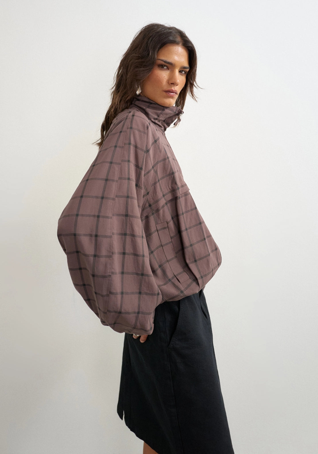 Bria Funnelneck Bomber Jacket - Clove