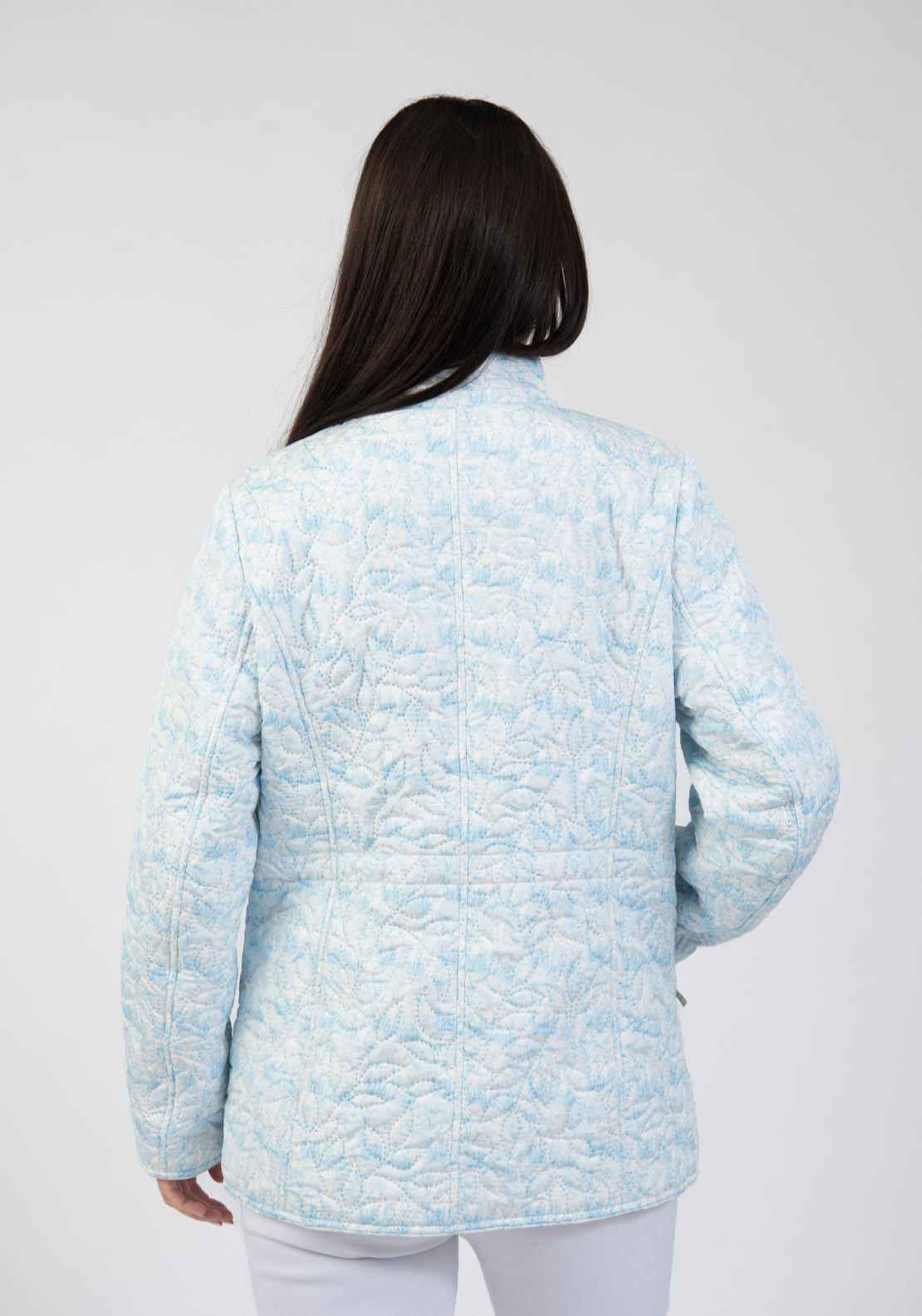 Tea Lane Embossed Leaf Stitch Padded Jacket - Blue 2 Shaws Department Stores