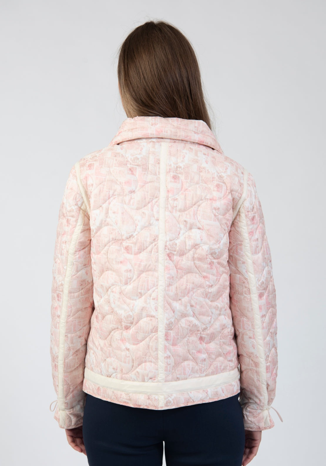 Tea Lane Printed Quilted Jacket With Drawstring Detail - Pink 2 Shaws Department Stores