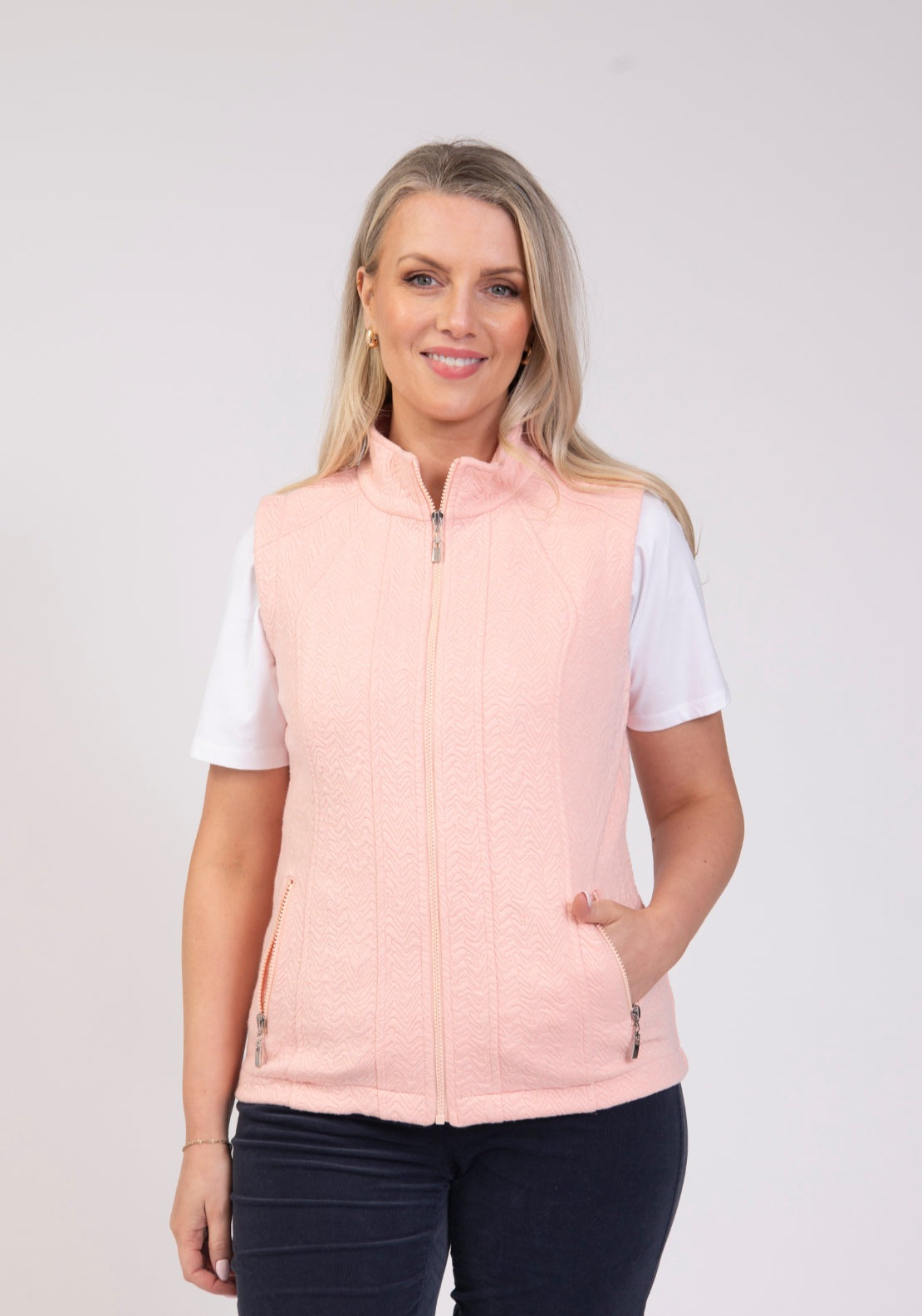 Tea Lane Textured Wave Waistcoat - Orange 1 Shaws Department Stores