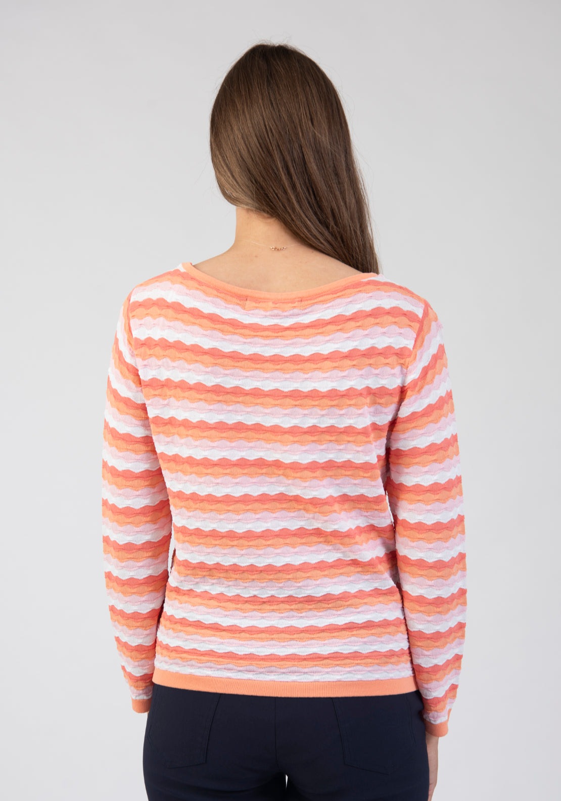 Tea Lane Wave Stripe Knit Sweater - Orange 2 Shaws Department Stores