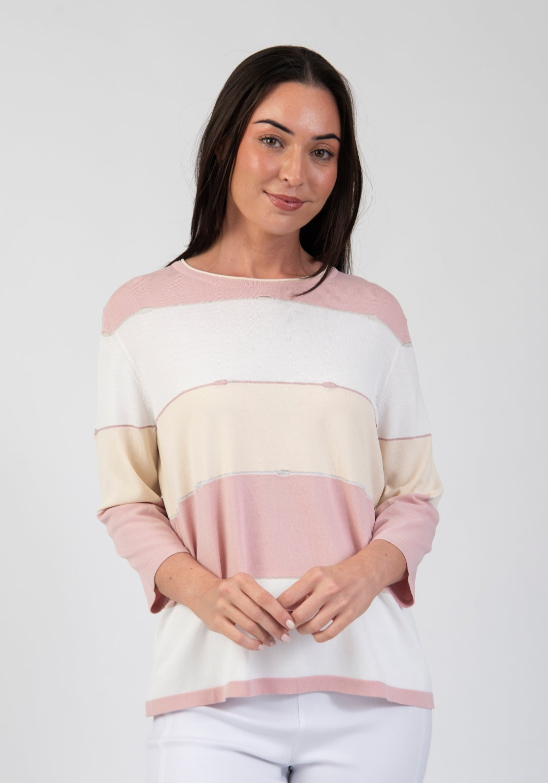 Tea Lane Wide Stripe Knit Sweater - Pink 1 Shaws Department Stores