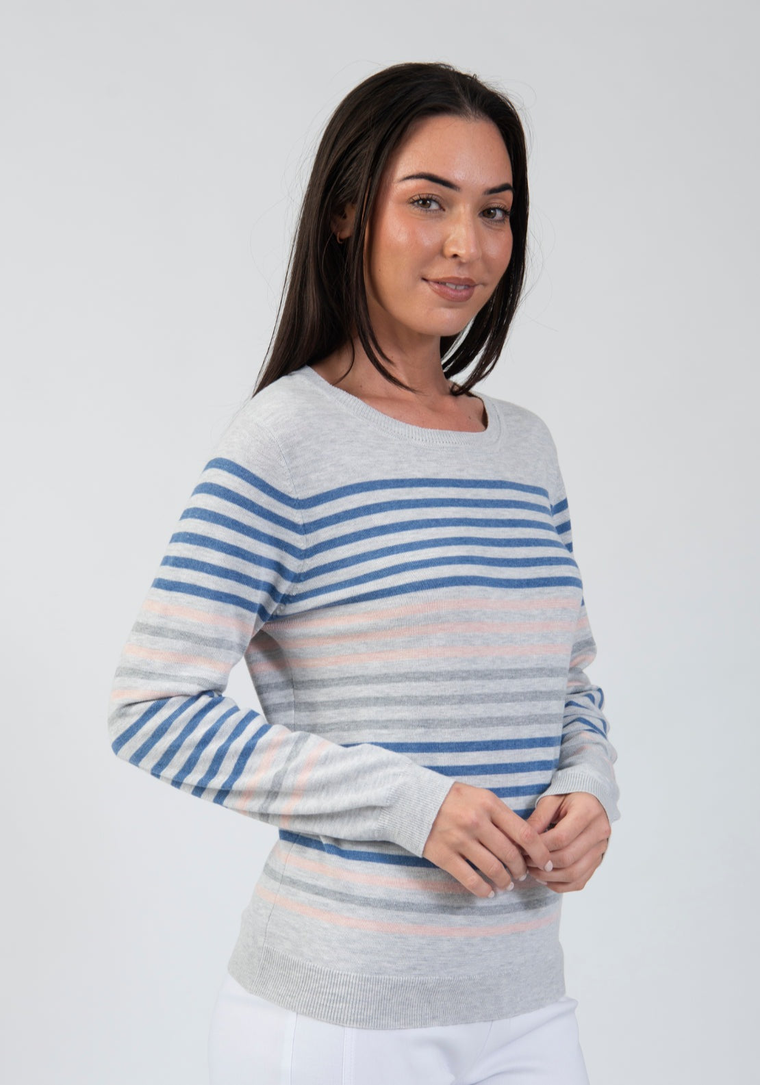 Tea Lane Stripe Knit Top - Blue 3 Shaws Department Stores