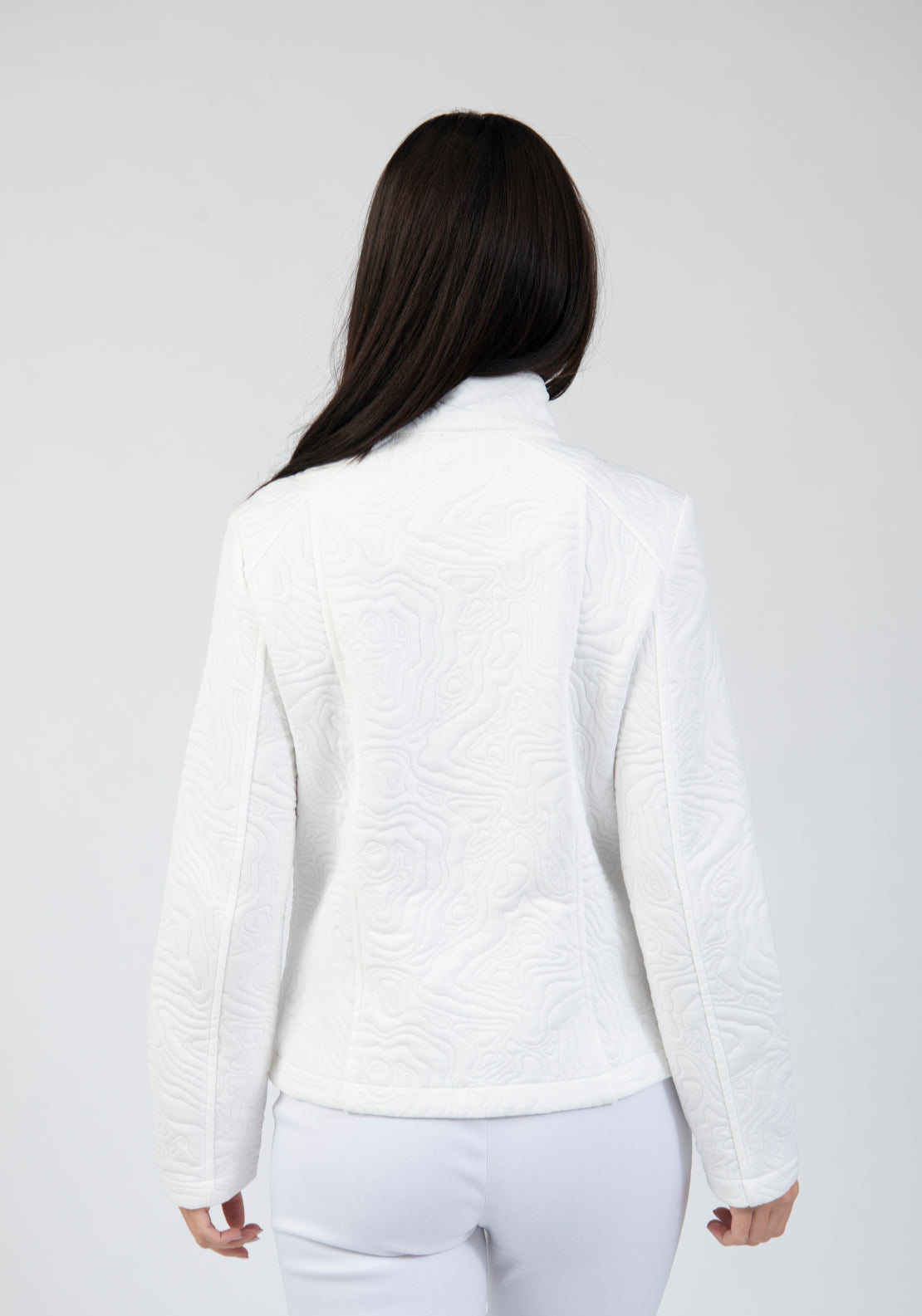 Tea Lane Textured Organic Line Jersey Jacket - White 2 Shaws Department Stores