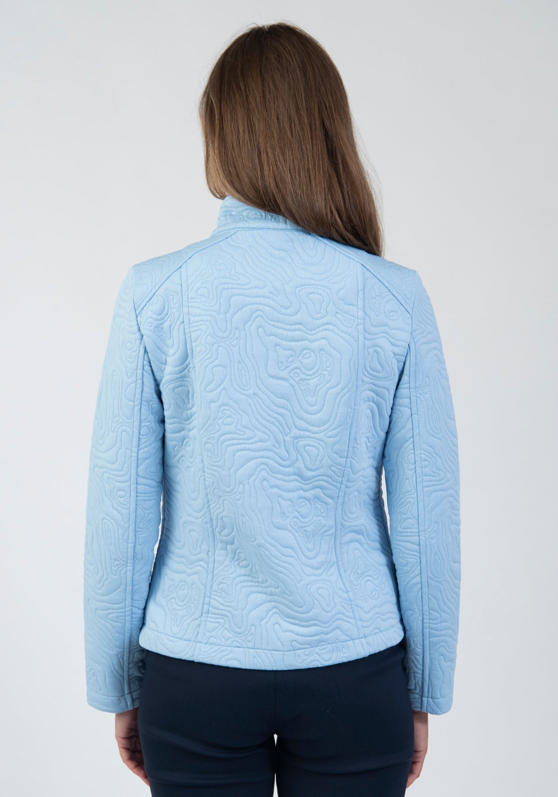 Tea Lane Textured Organic Line Jersey Jacket - Blue 2 Shaws Department Stores