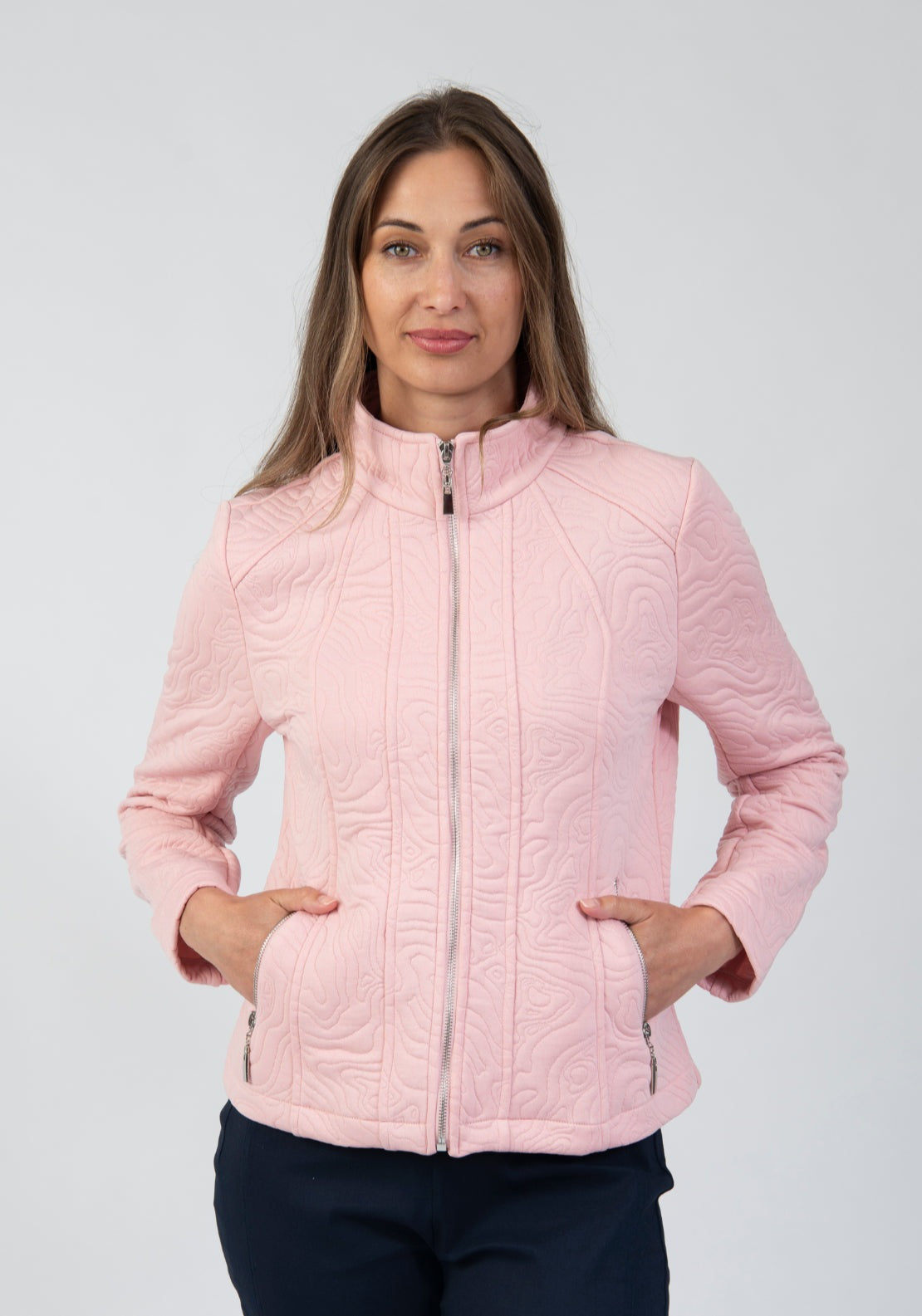 Tea Lane Textured Organic Line Jersey Jacket - Pink 4 Shaws Department Stores