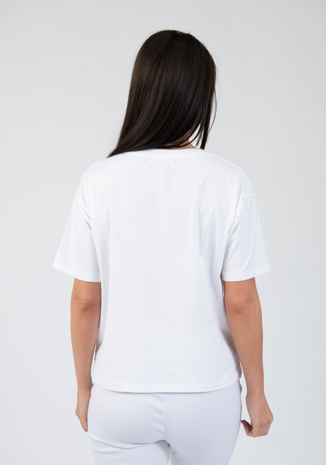 Tea Lane Summer Amalfi Print T Shirt With Shiny Neckline - White 2 Shaws Department Stores