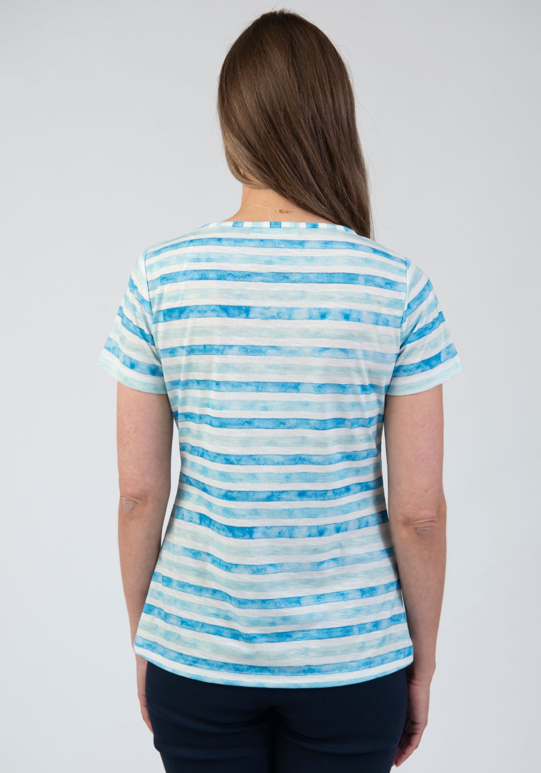 Tea Lane Nautical Stripe Anchor Gemstone T Shirt - Blue 2 Shaws Department Stores
