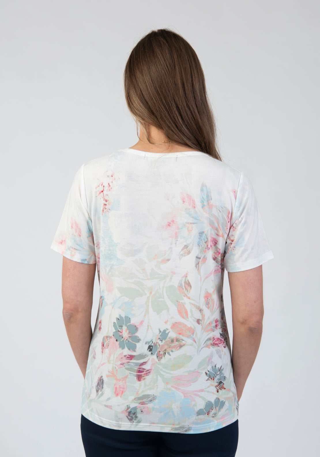 Tea Lane Soft Floral Print T Shirt - Green 2 Shaws Department Stores