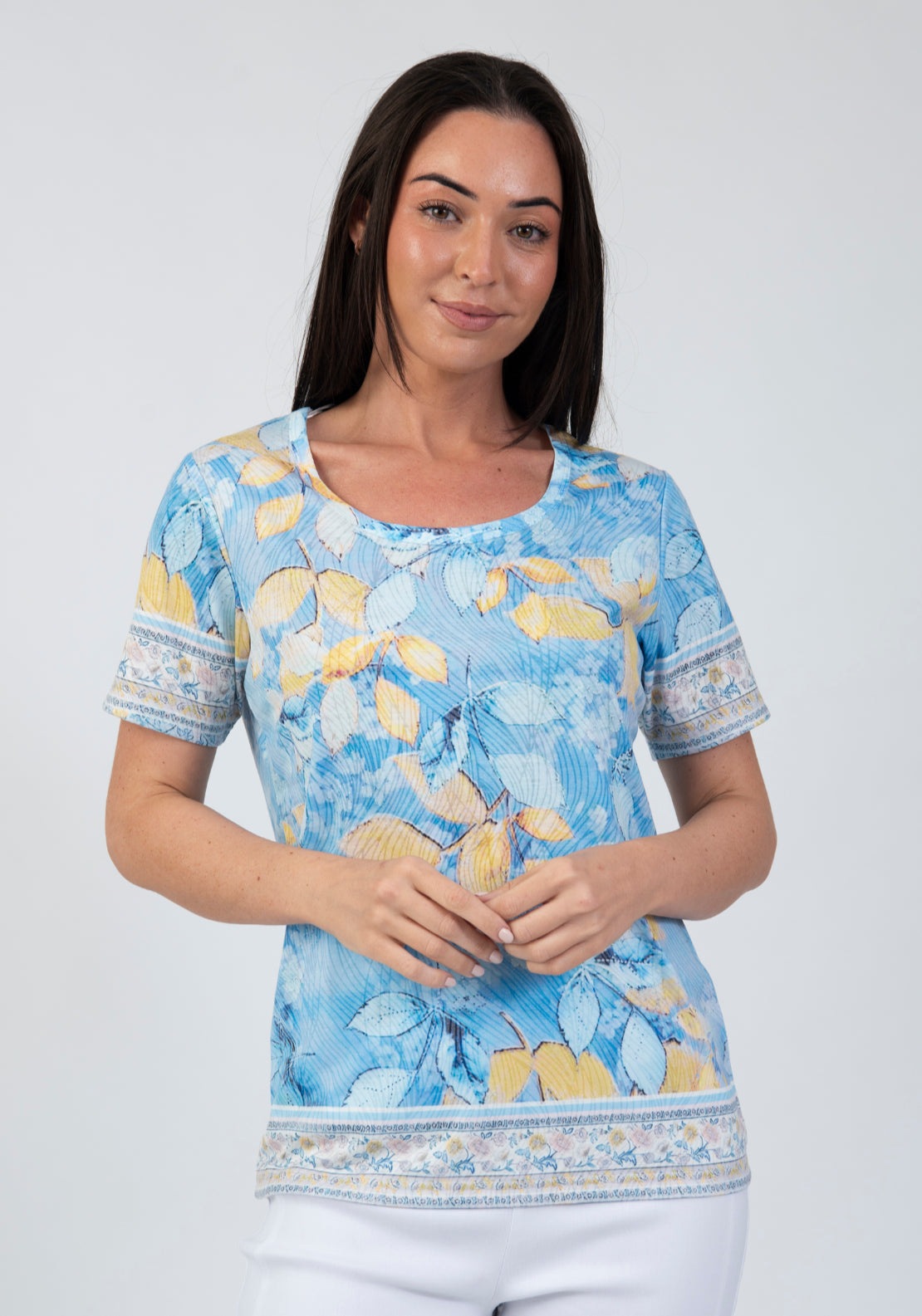 Tea Lane Short Sleeve Abstract T Shirt - Blue 1 Shaws Department Stores