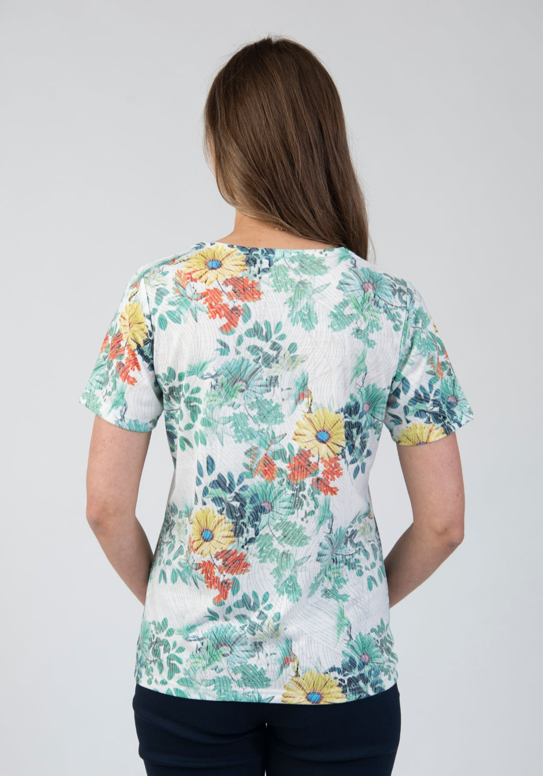Tea Lane Floral Print Gemstone T Shirt - Green 2 Shaws Department Stores