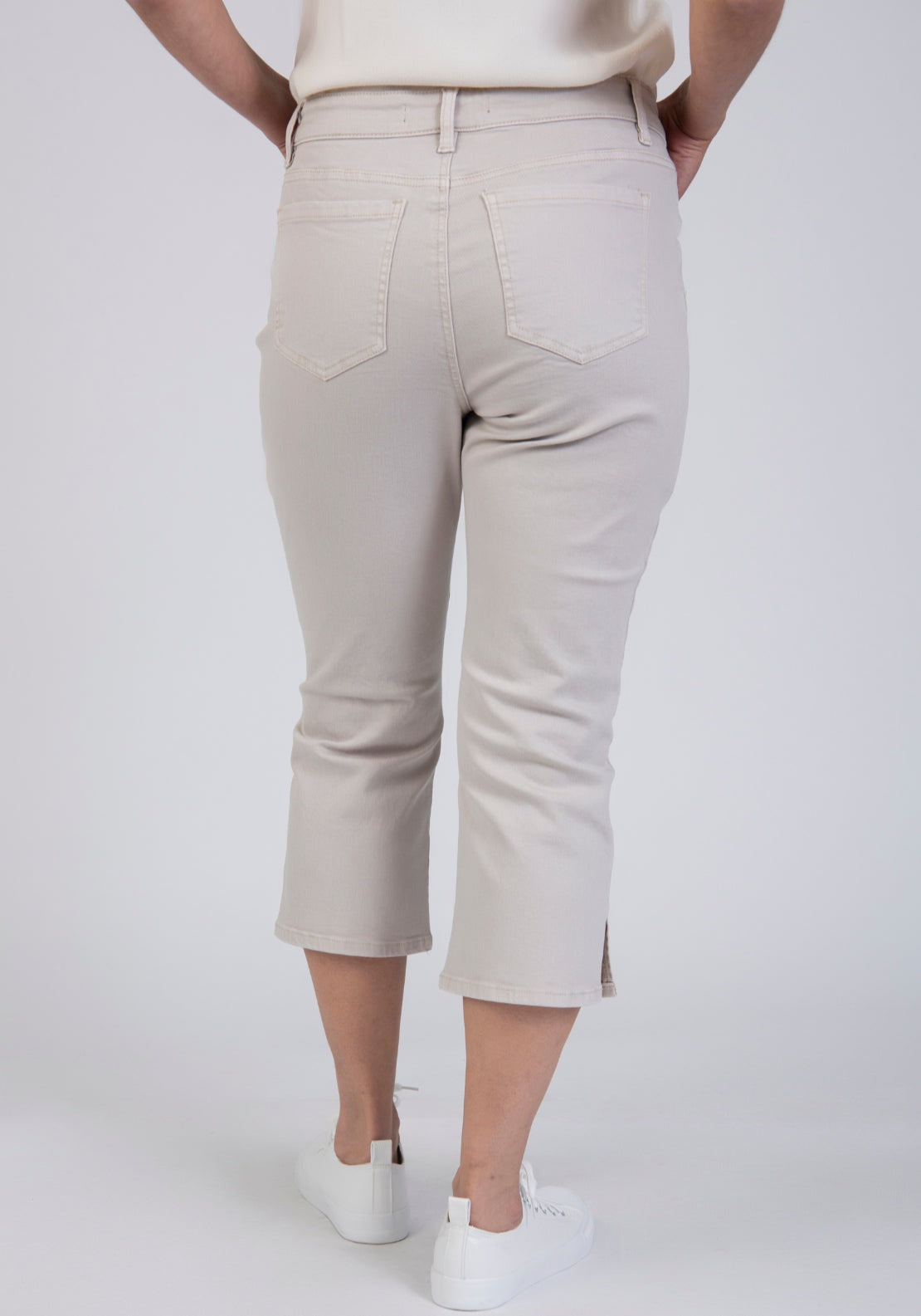 Tea Lane Cropped Jeans With Braided Pocket Trim - Grey 2 Shaws Department Stores