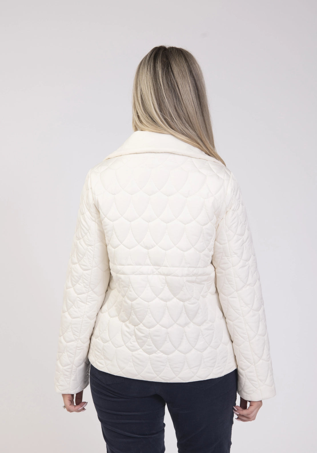 Tweed Insert Quilted Jacket - Ivory