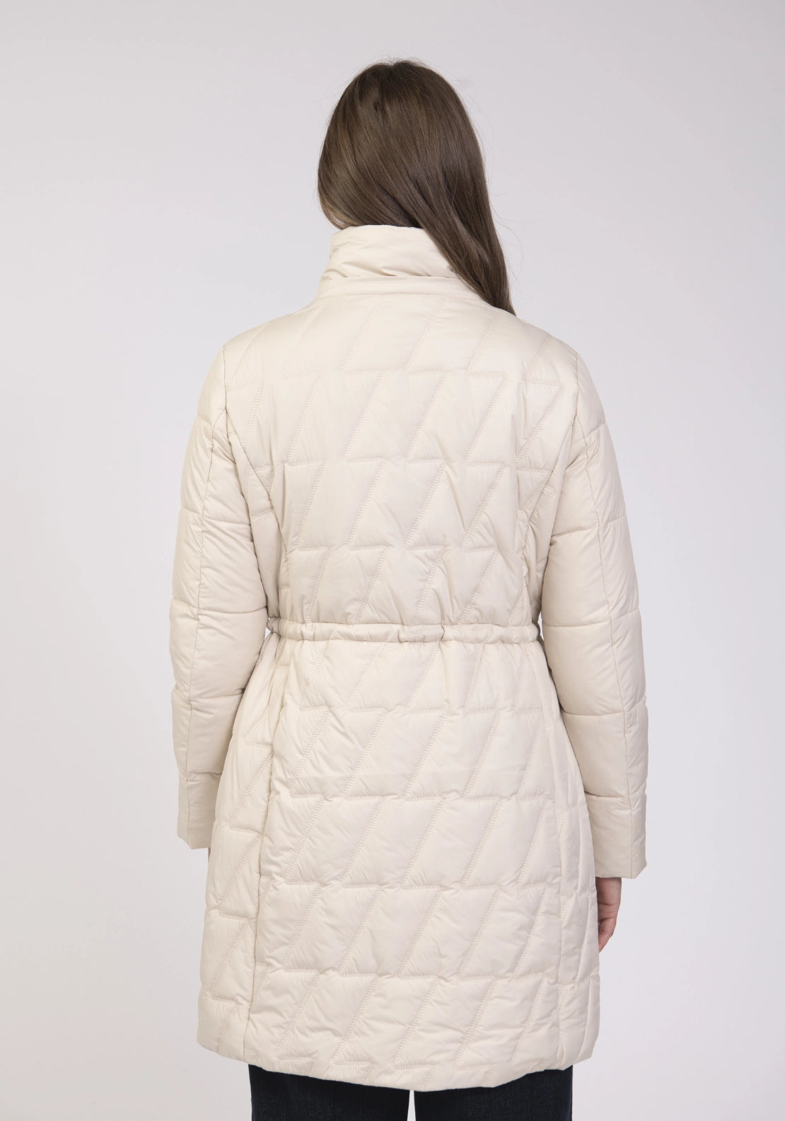 Hood Faux Fur Long Jacket - Cream