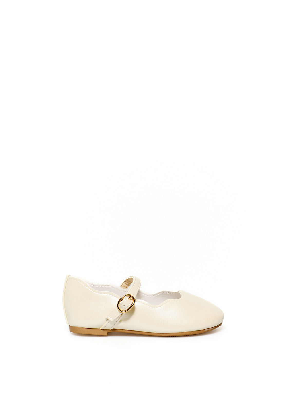 Sfera Scallop-edge pearly-finish ballet flats - White 4 Shaws Department Stores