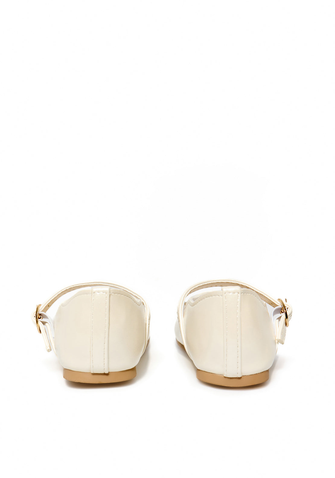 Sfera Scallop-edge pearly-finish ballet flats - White 3 Shaws Department Stores