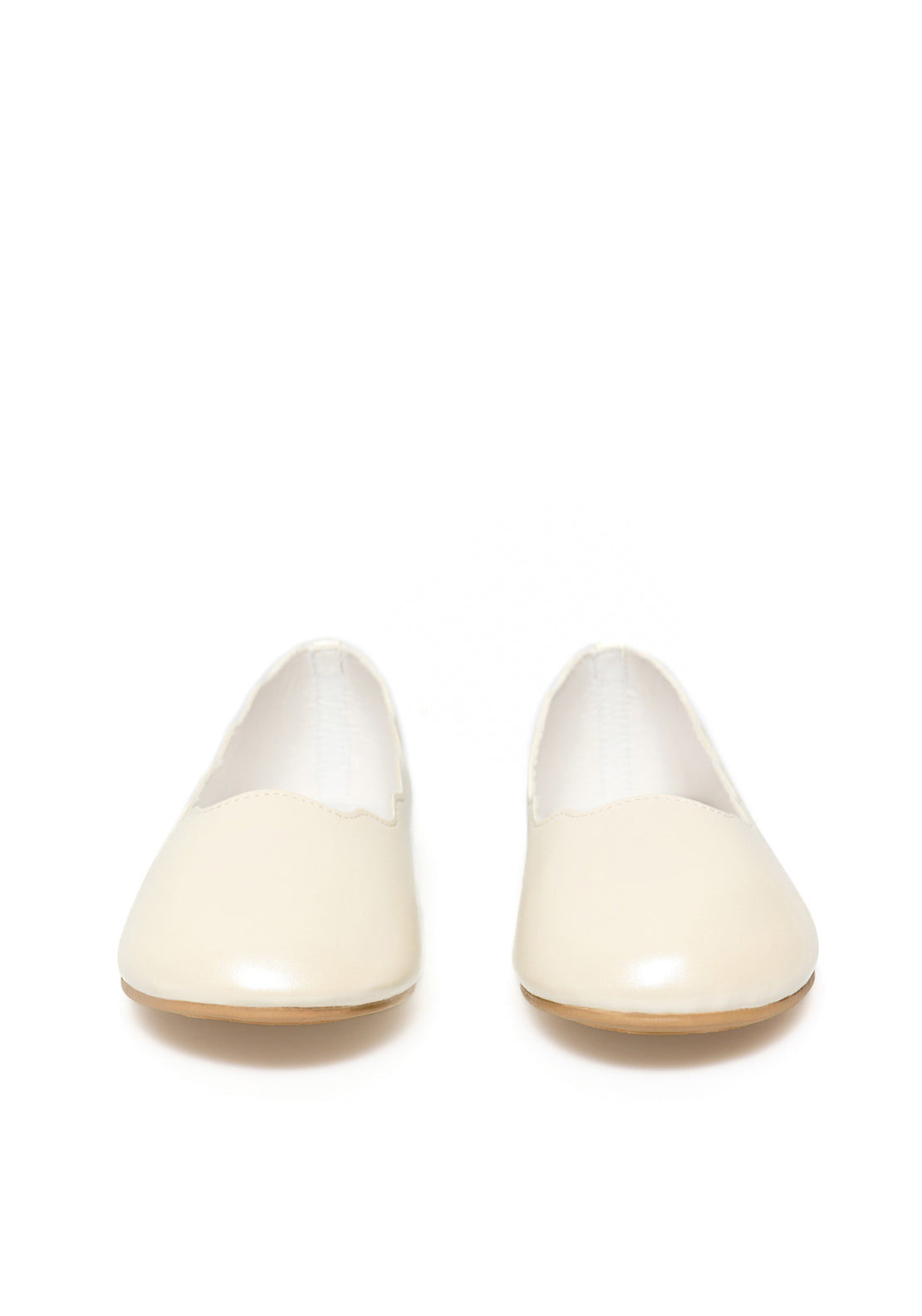 Sfera Scallop-edge pearly-finish ballet flats - White 7 Shaws Department Stores