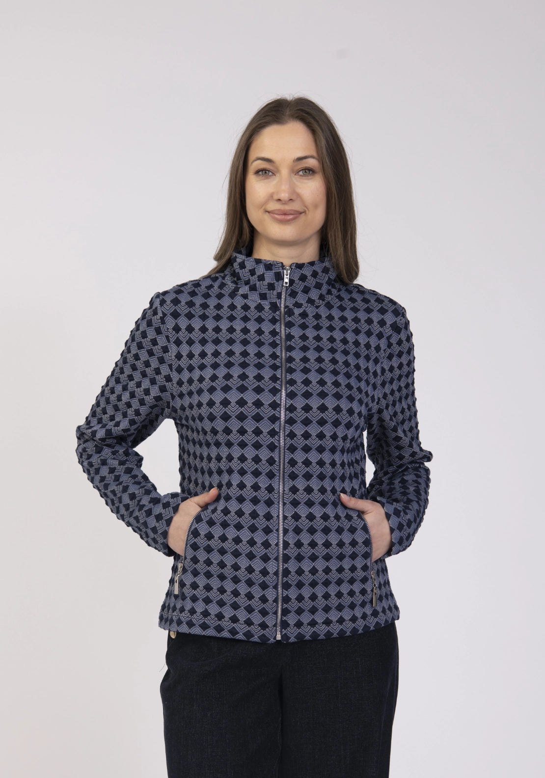 Jacquard Jersey Jacket - Navy