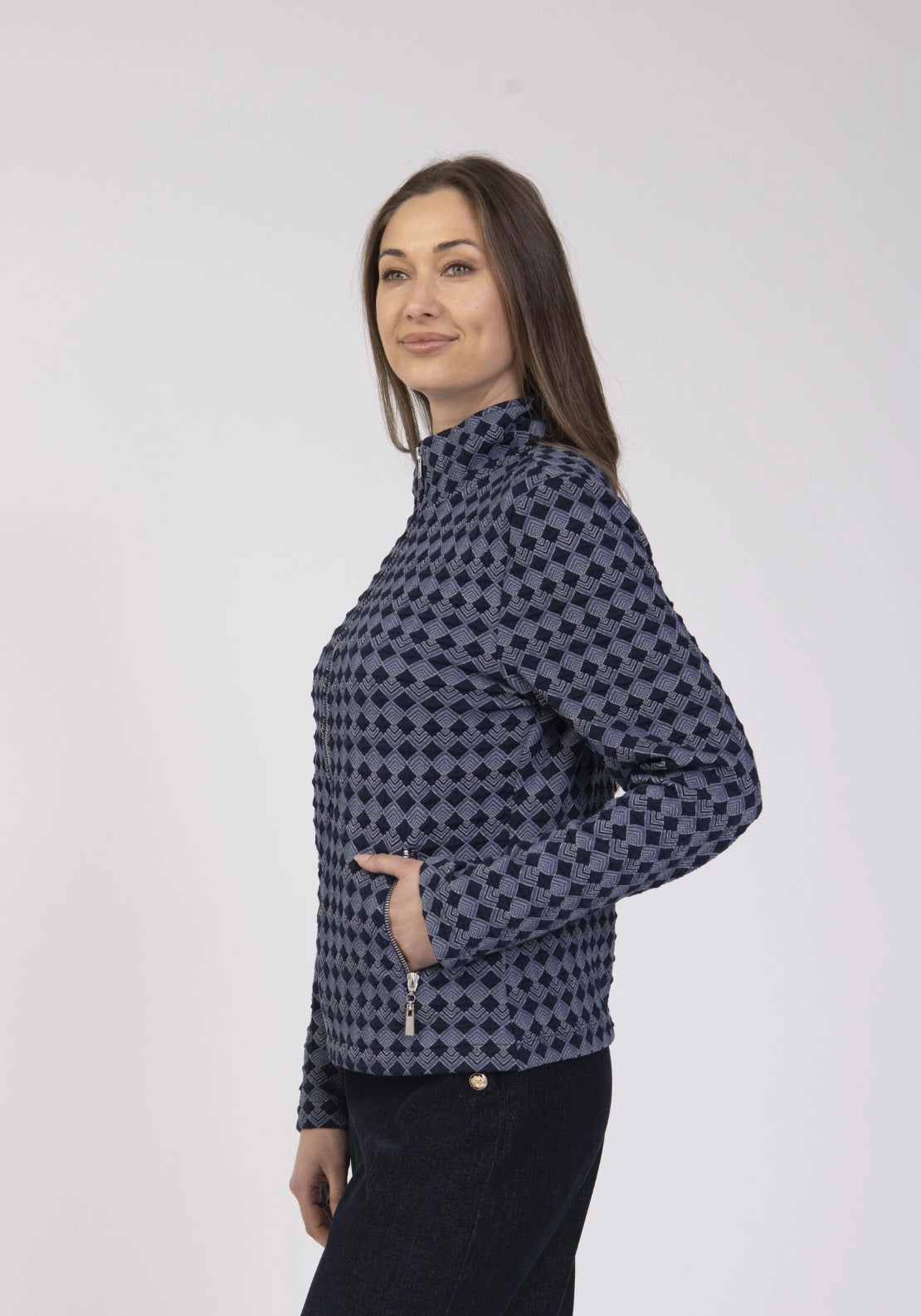 Jacquard Jersey Jacket - Navy