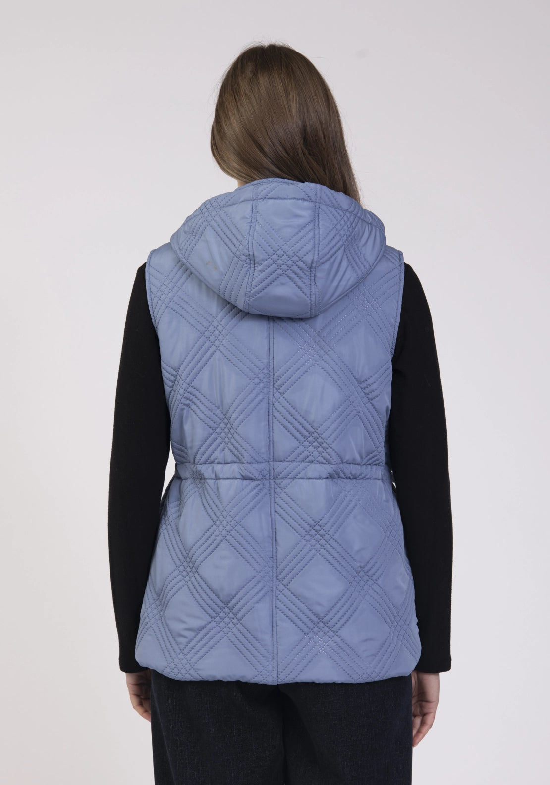 Quilted Hooded Gilet - Slate Blue