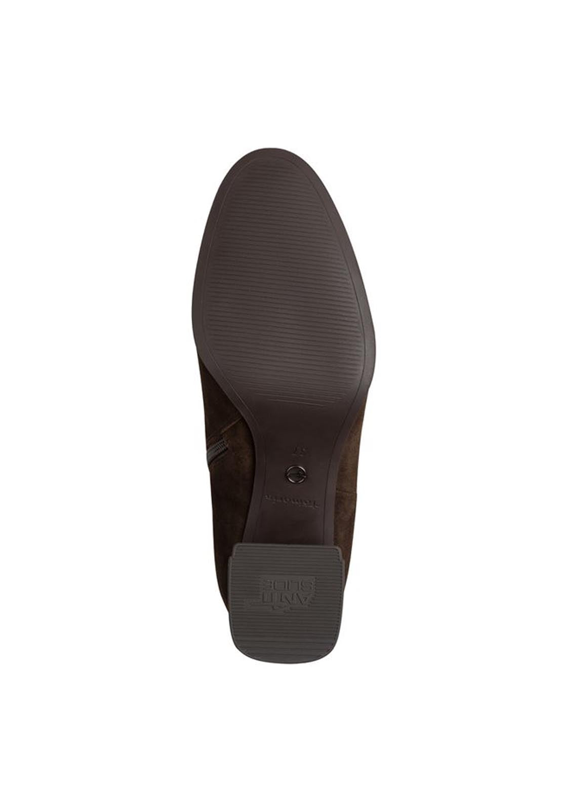 Tamaris Suede Lo Metallic Trim Heeled Boots - Mocca Suede 5 Shaws Department Stores