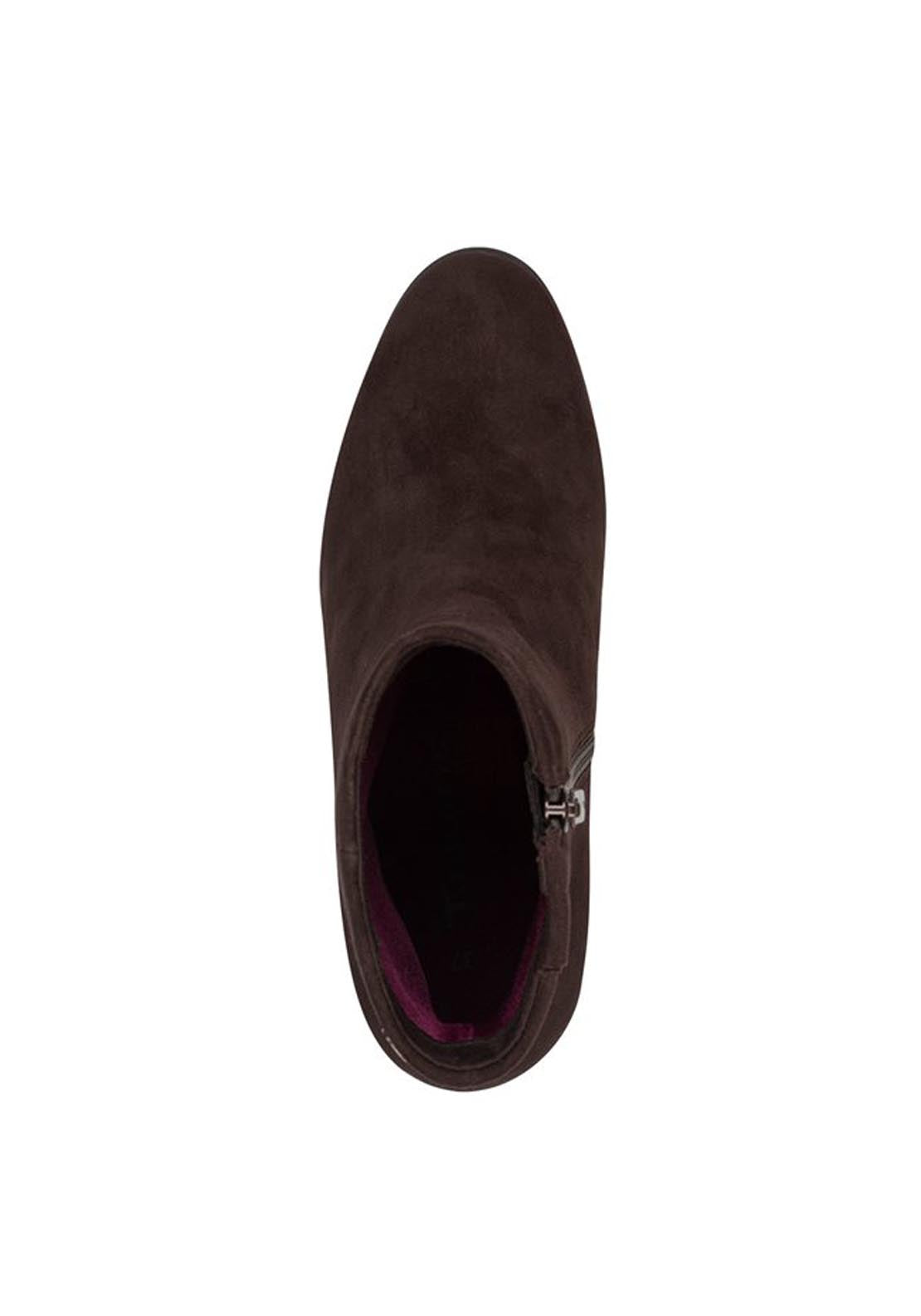 Tamaris Suede Lo Metallic Trim Heeled Boots - Mocca Suede 4 Shaws Department Stores