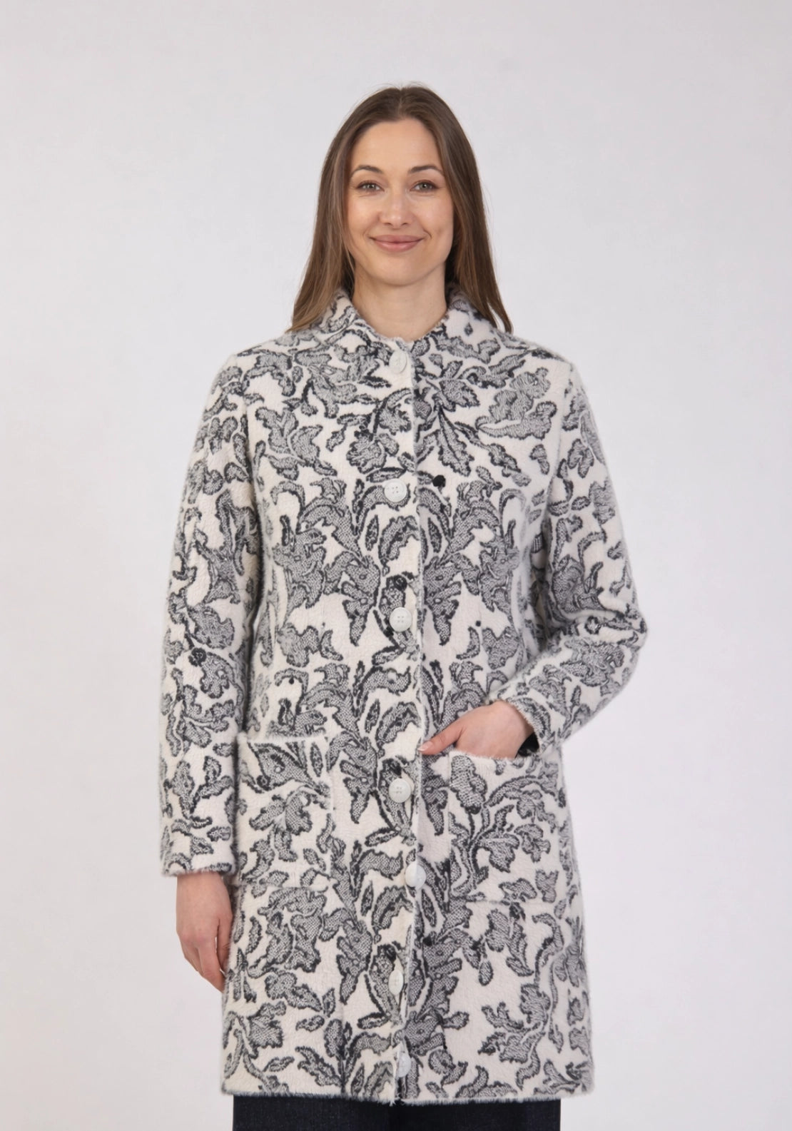 Long Jacquard Coatigan - Stone