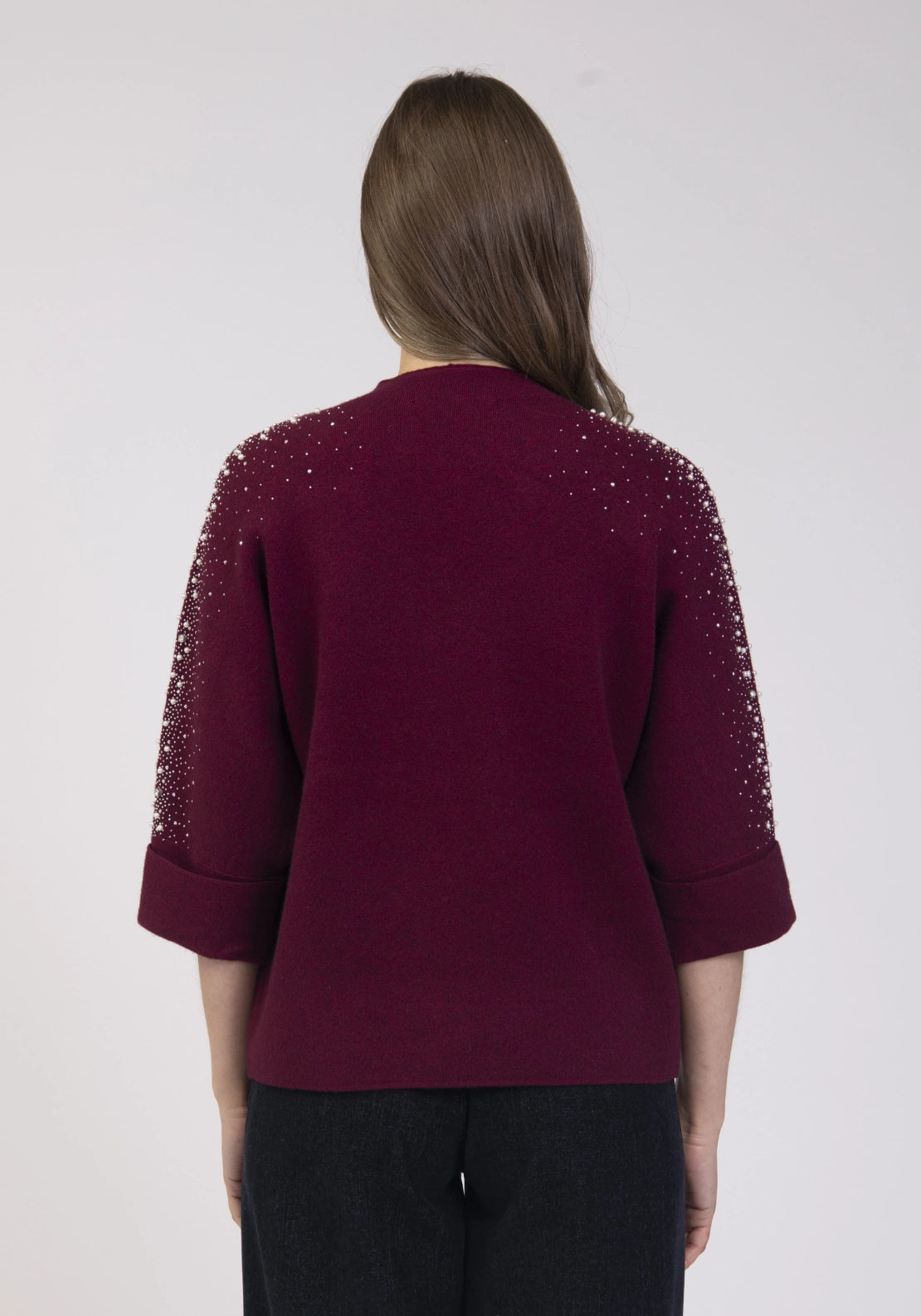 Batwing Embel Sweater - Burgundy