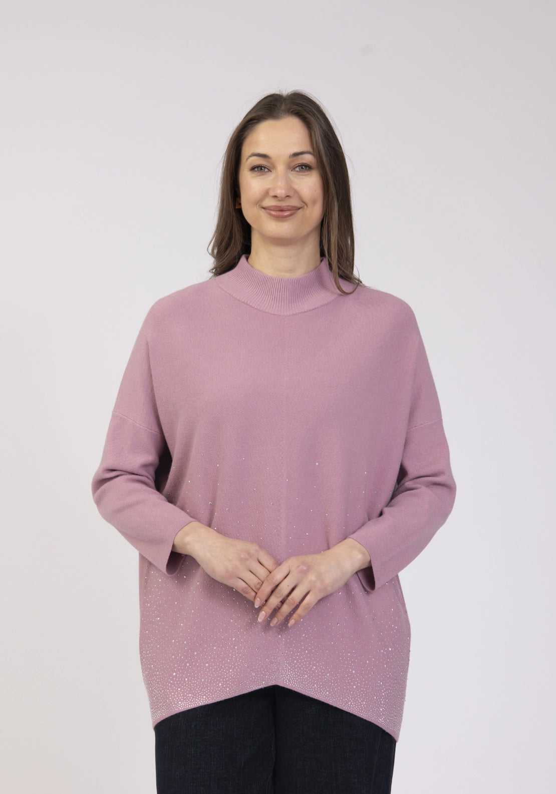 Sparkle Turtle Neck Sweater - Dusty Pink