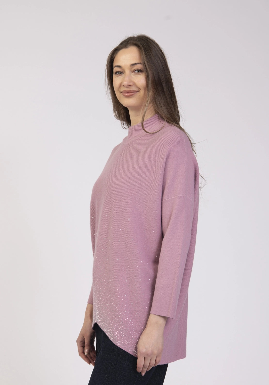 Sparkle Turtle Neck Sweater - Dusty Pink