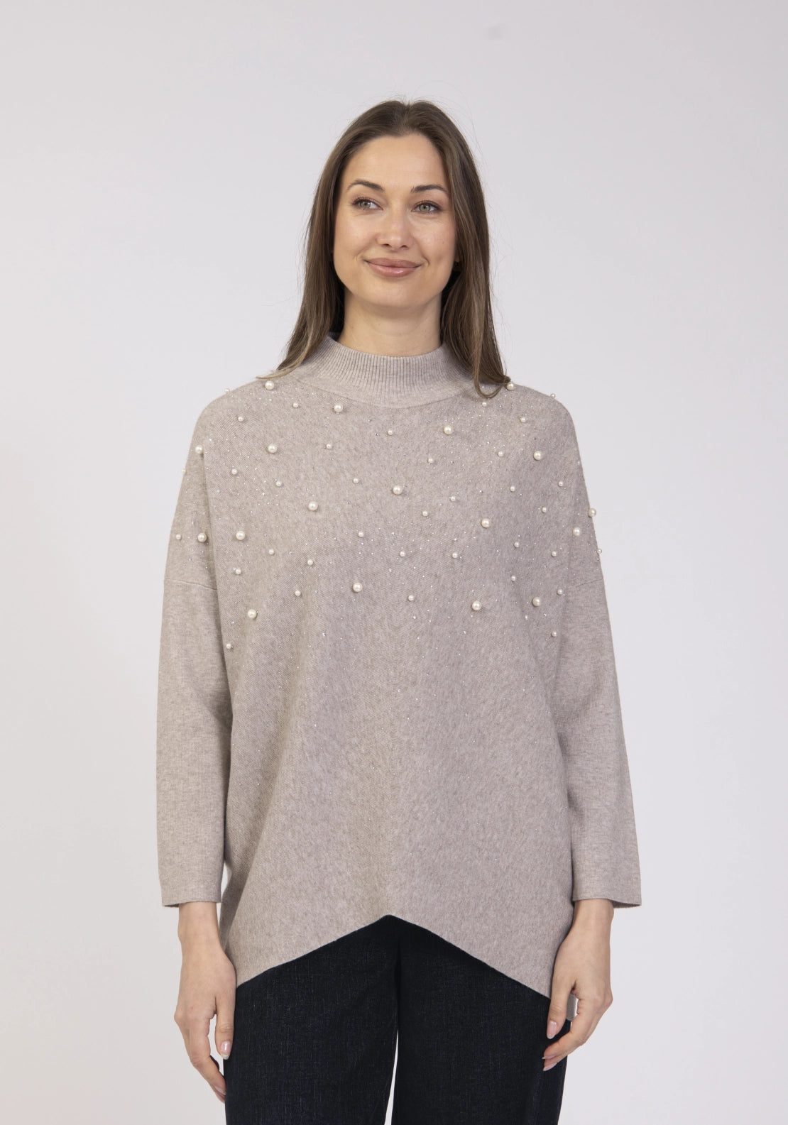 Sparkle Turtle Neck Sweater - Stone