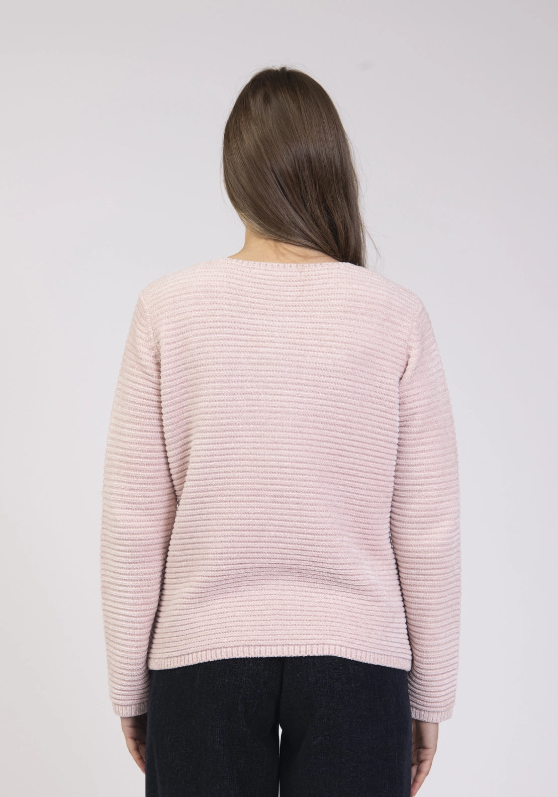 Chenille Zip Cardigan - Light Pink