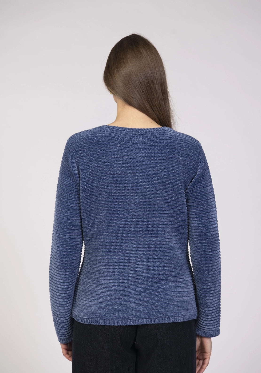 Chenille Zip Cardigan - Blue