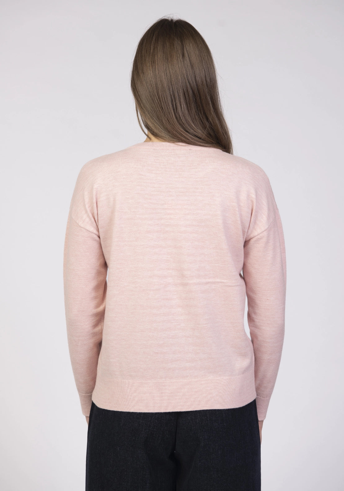 Lightweight Crew Knit Sweater - Light Pink
