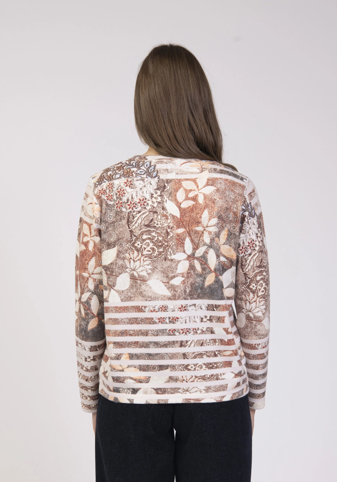 Printed Fine Knit Top - Apricot