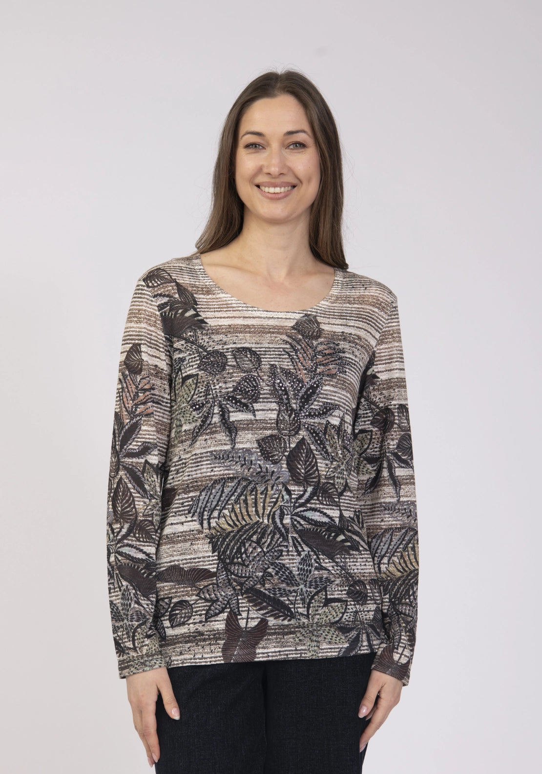 Printed Burnout Top - Khaki